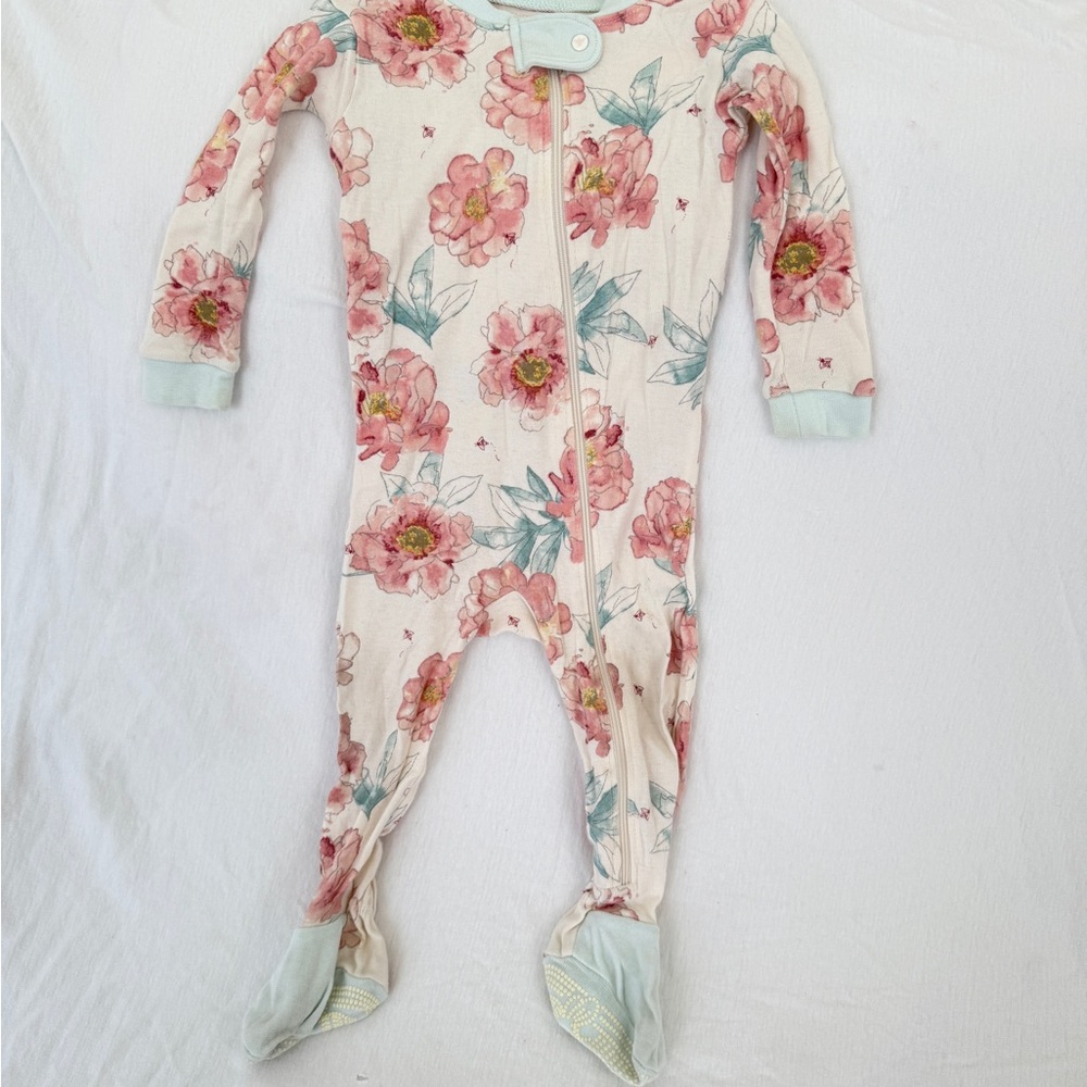 Burt's Bees Pink 6-9m Floral Kids Footie Pajamas